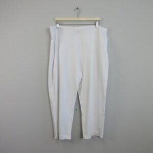 J Jill Slim Leg Cropped Pants Women 2X White Pima Cotton Rayon Casual Beach 338